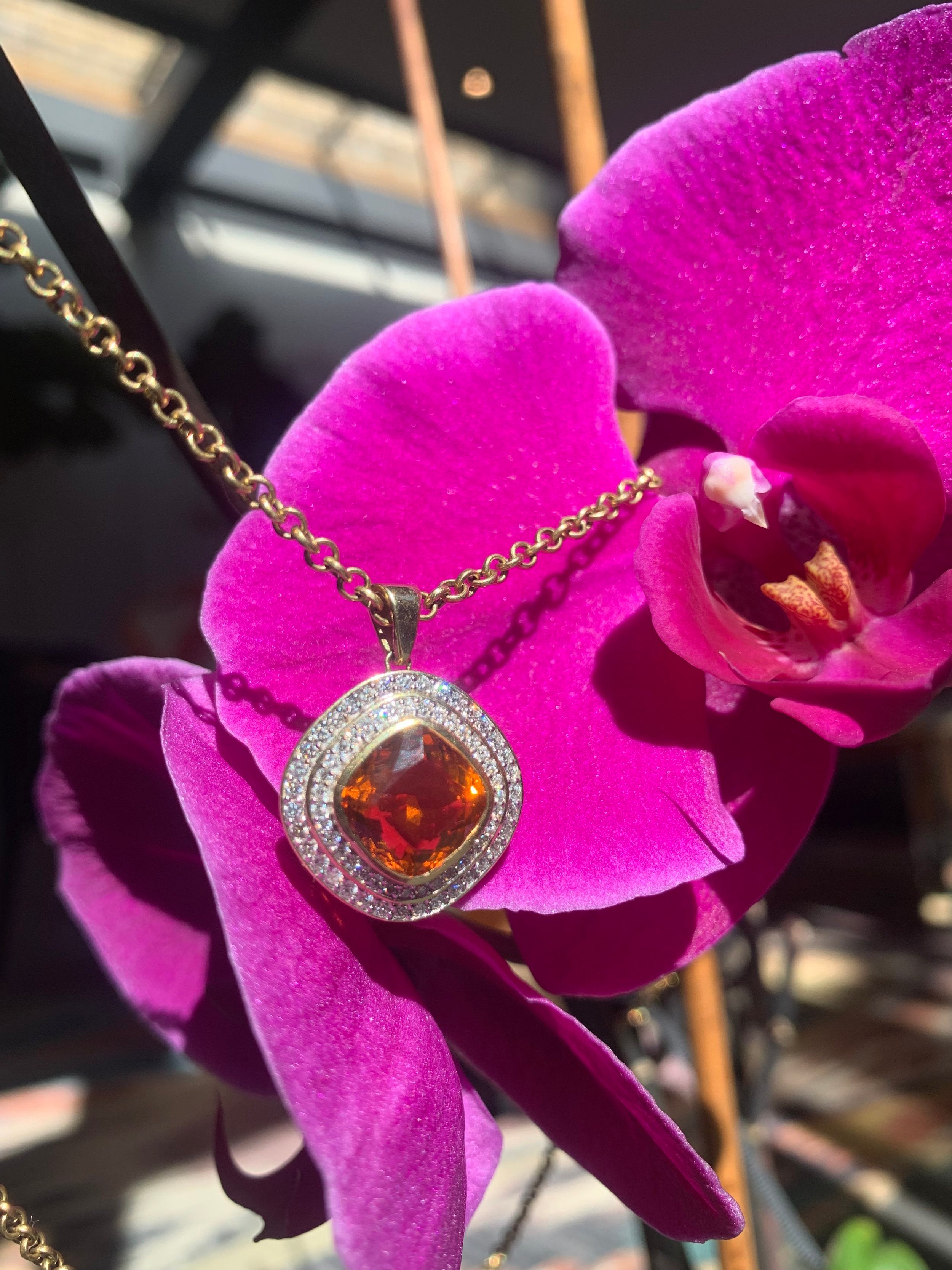 Orange citrine pendant