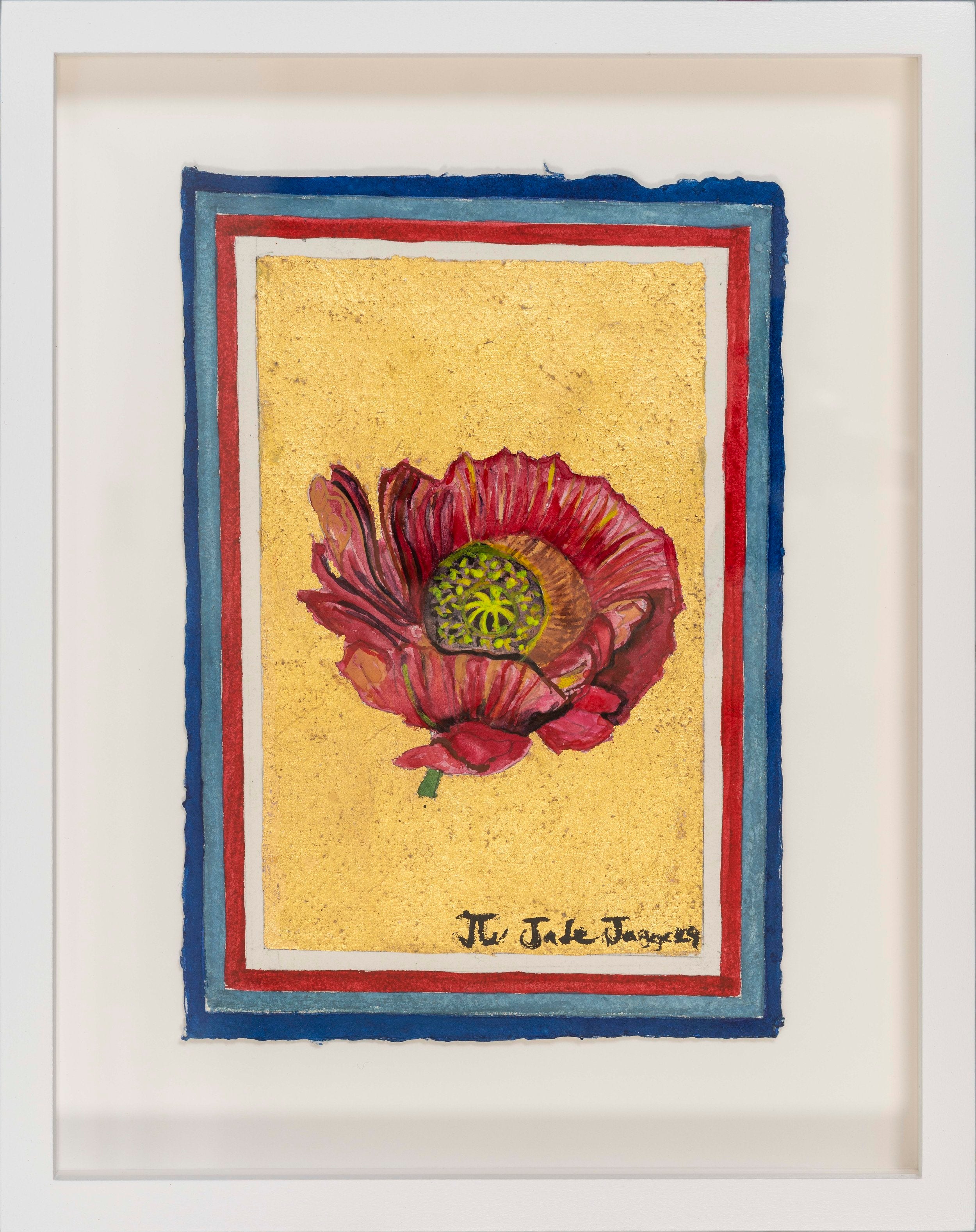 Poppy Flower with gold leaf