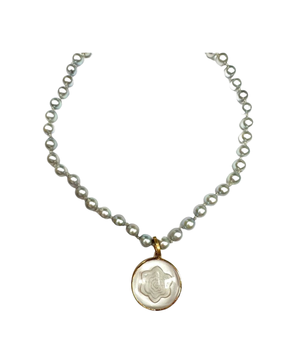 CRYSTAL & PEARL PEYOTE NECKLACE