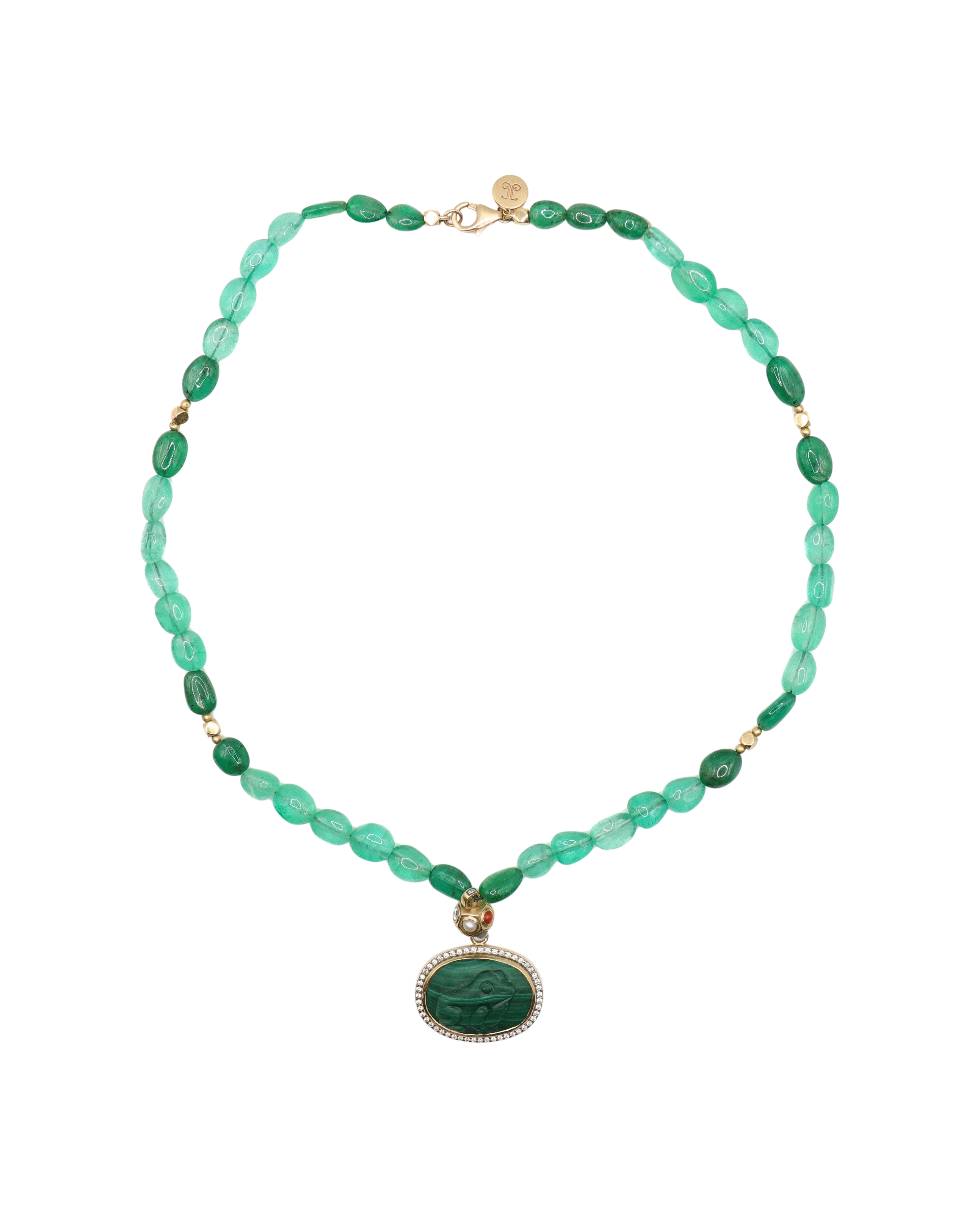 EMERALD AND MALACHITE BUFO NECKLACE