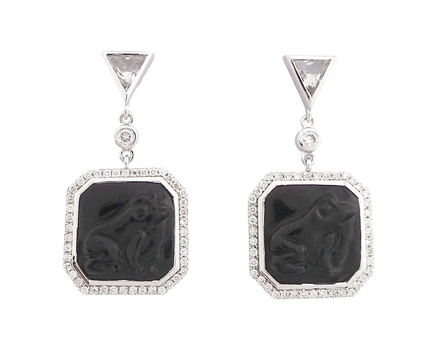 BLACK ONYX FROG EARRINGS
