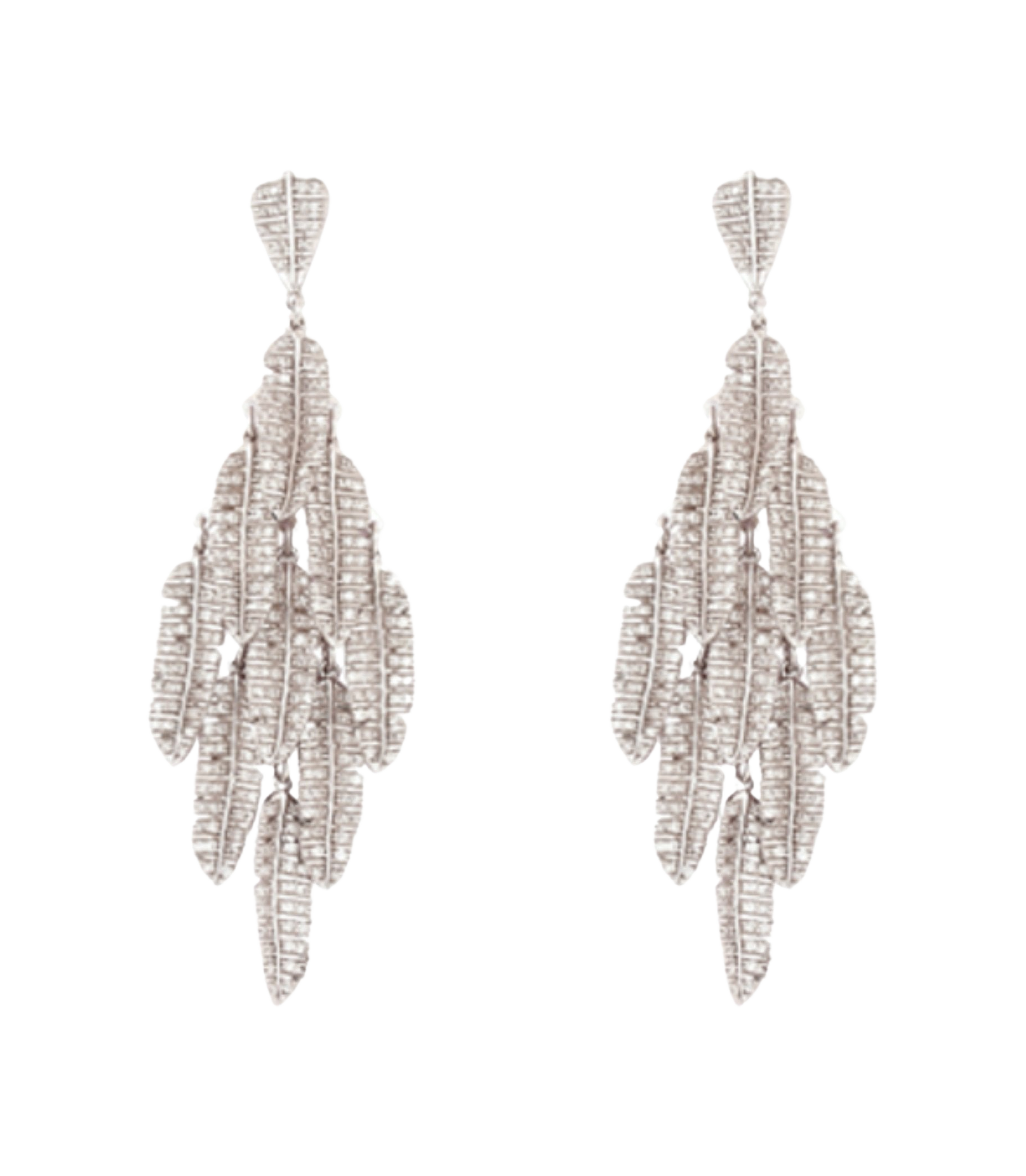 Chandelier leaf diamond earrings in 18k white gold