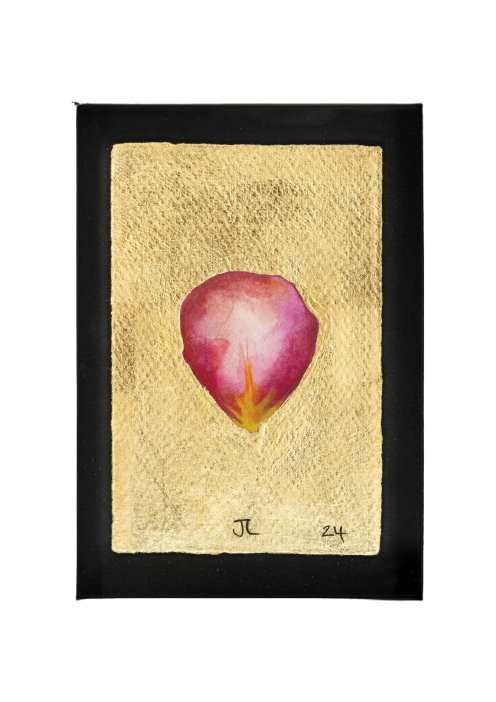 Rose Petal Painting in Black Frame