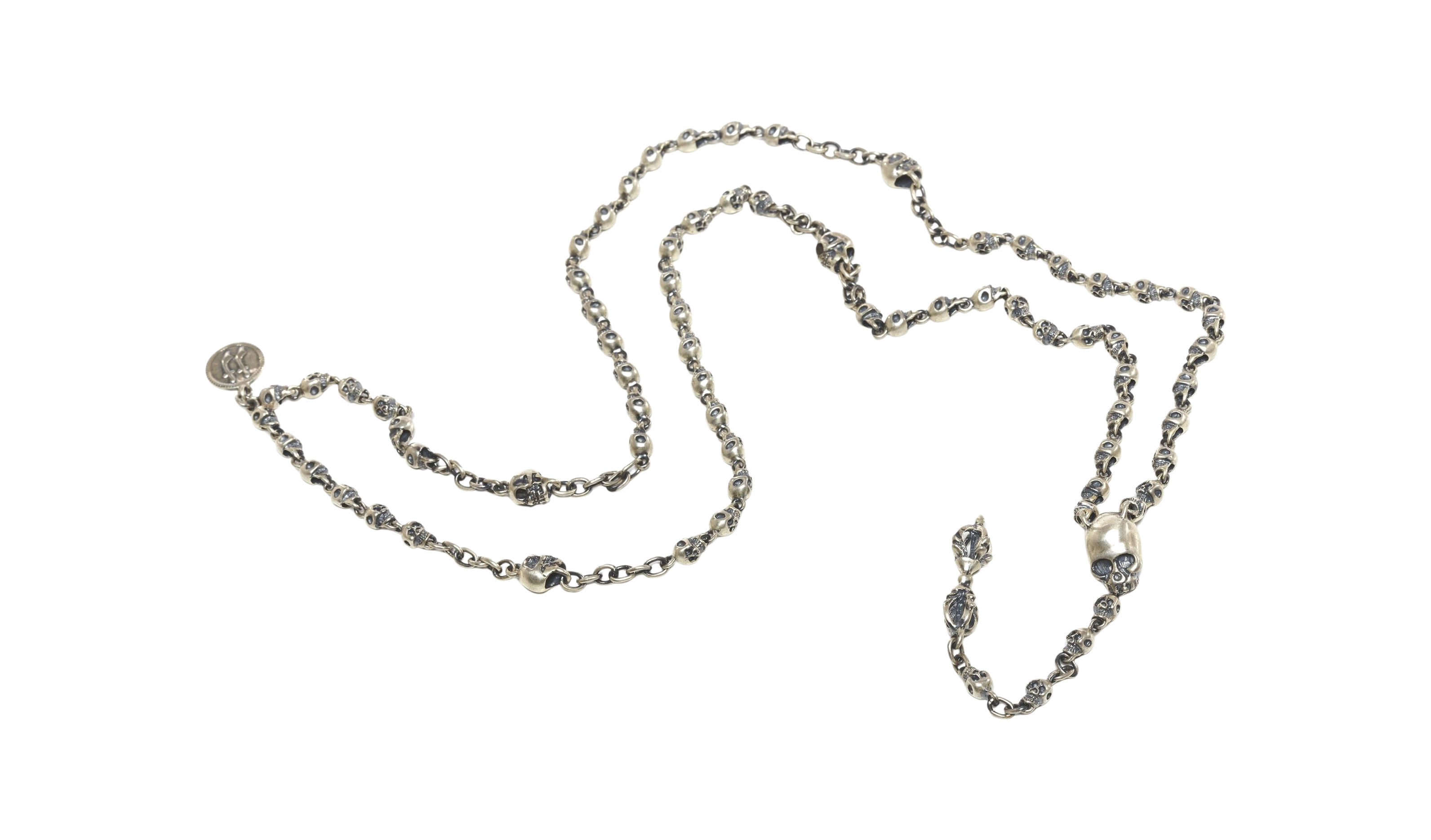 Large Skull Rosary Silver