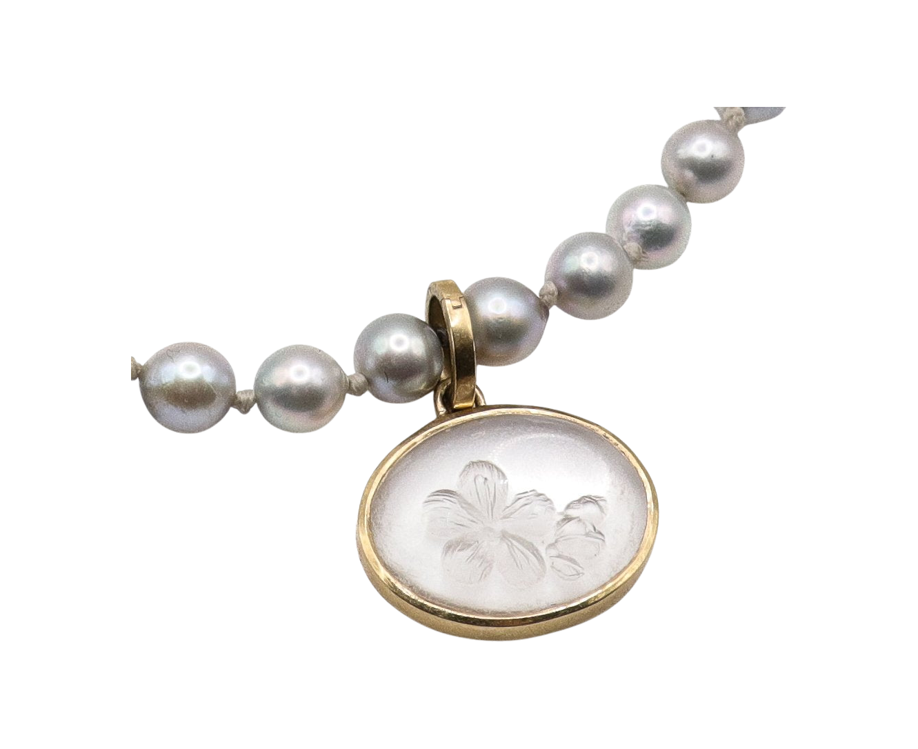 WHITE PEARL AND 3 CRYSTAL PENDANTS