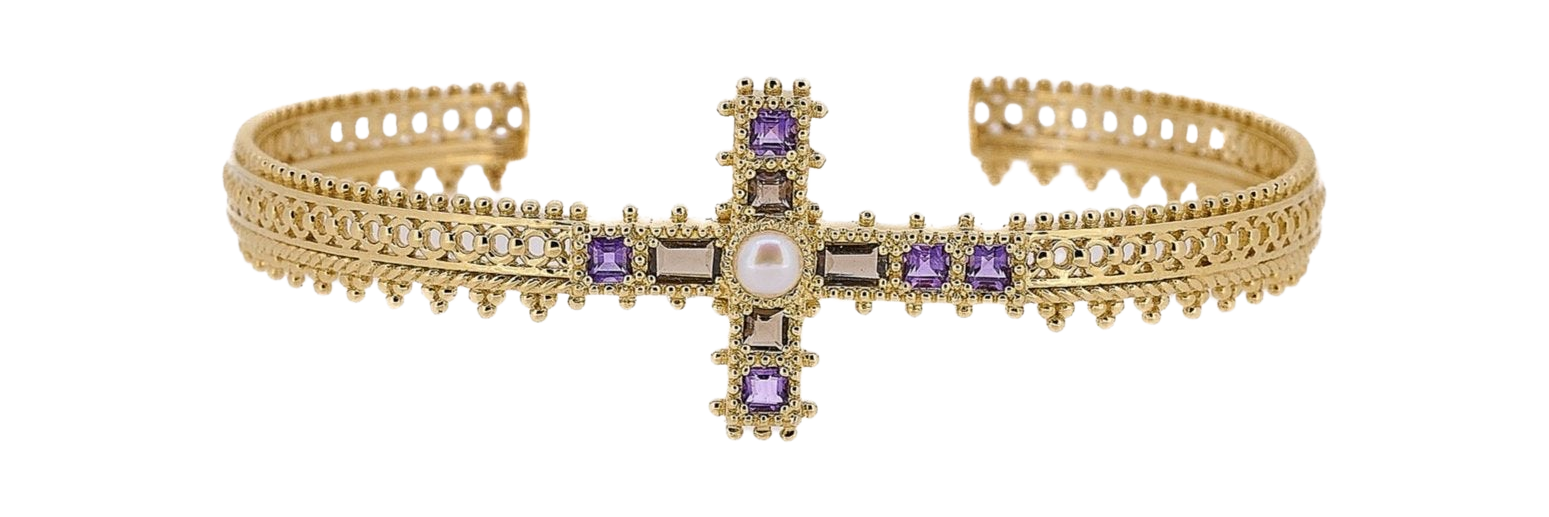 Amethyst Cross Bracelet