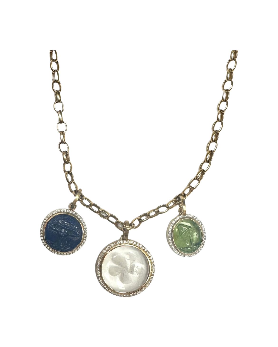 3 STONE CHARM NECKLACE