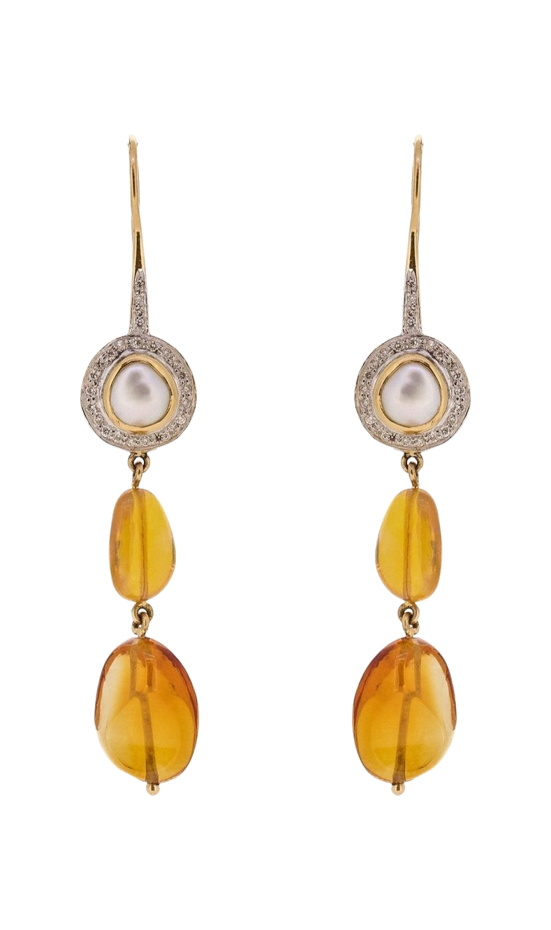 Opal, Pearl and Diamond Earrings