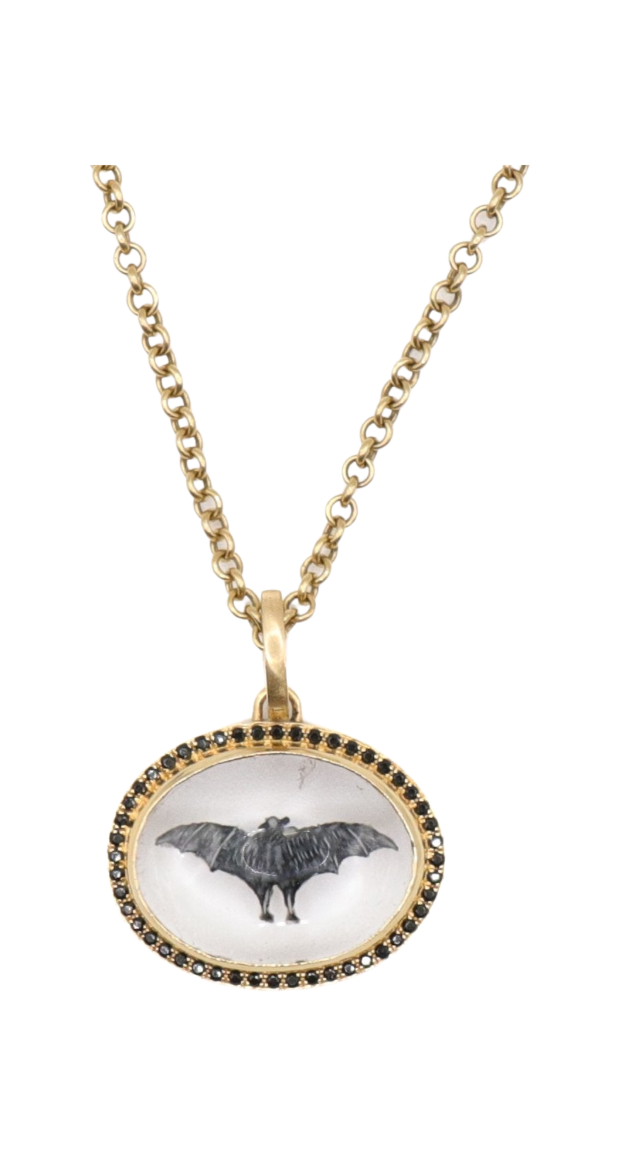 CARVED CRYSTAL BAT PENDANT