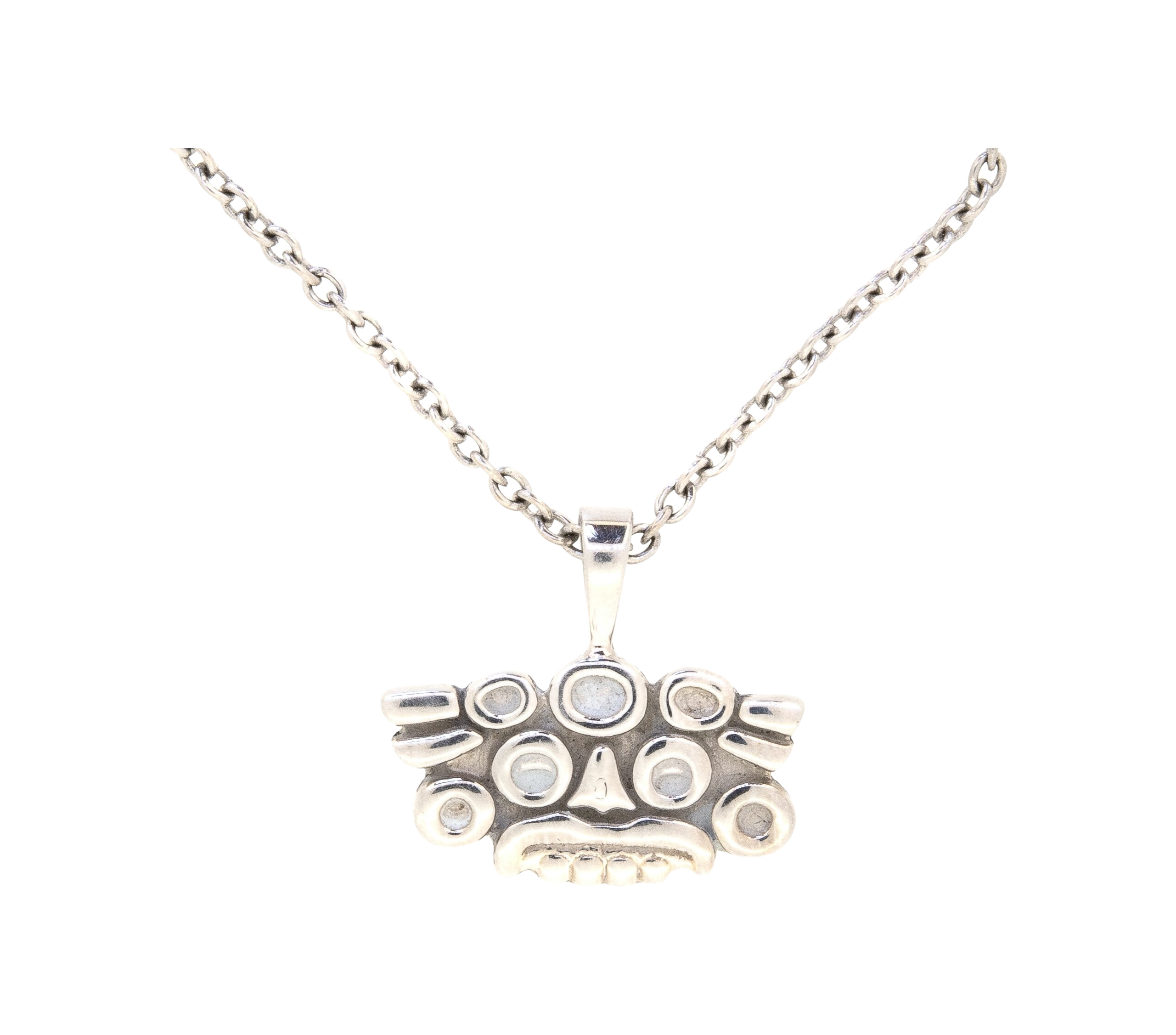 White Gold Circle Face Pendant