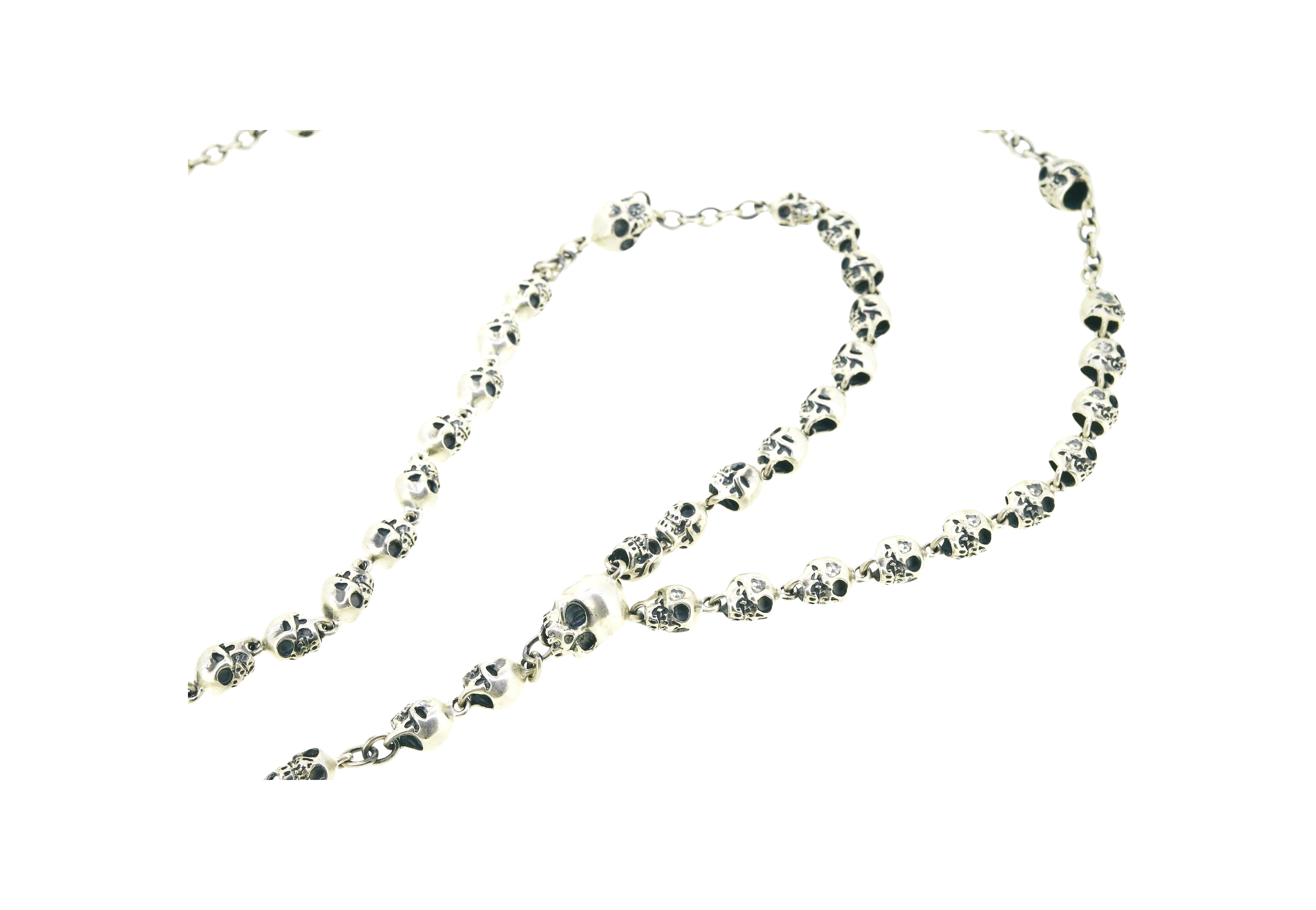 Large Skull Rosary Silver