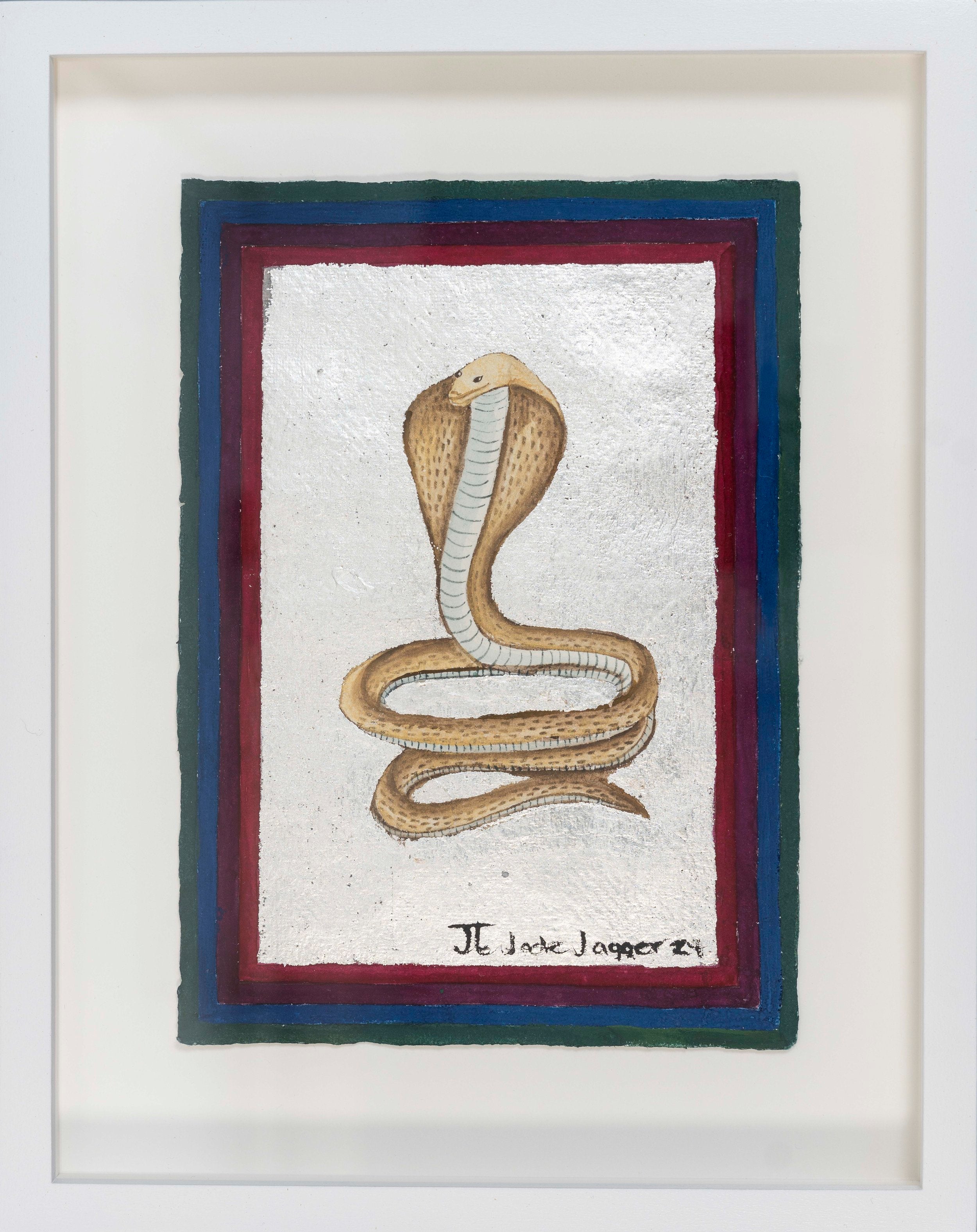 Cobra snake with white gold leaf