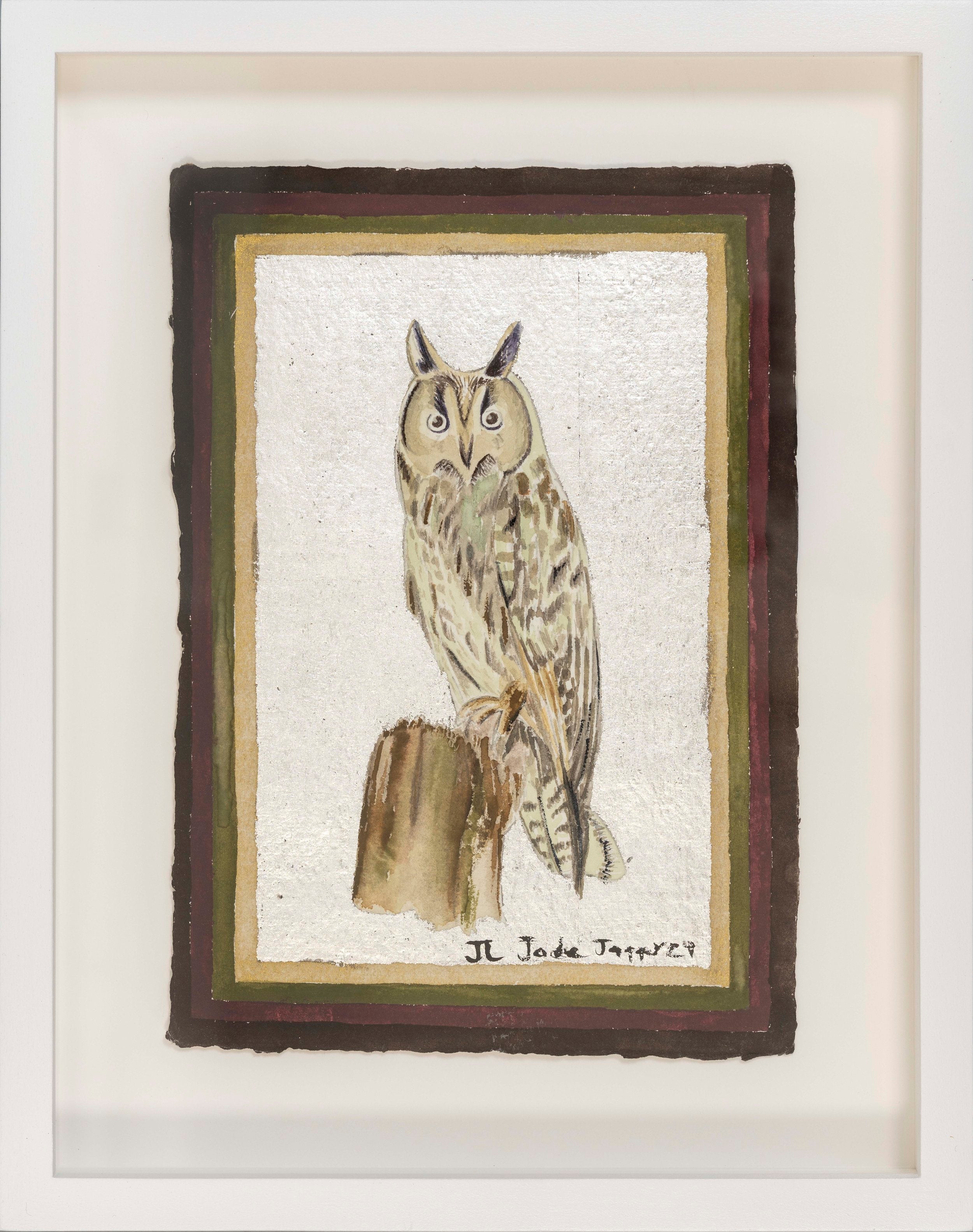 Owl with white gold leaf