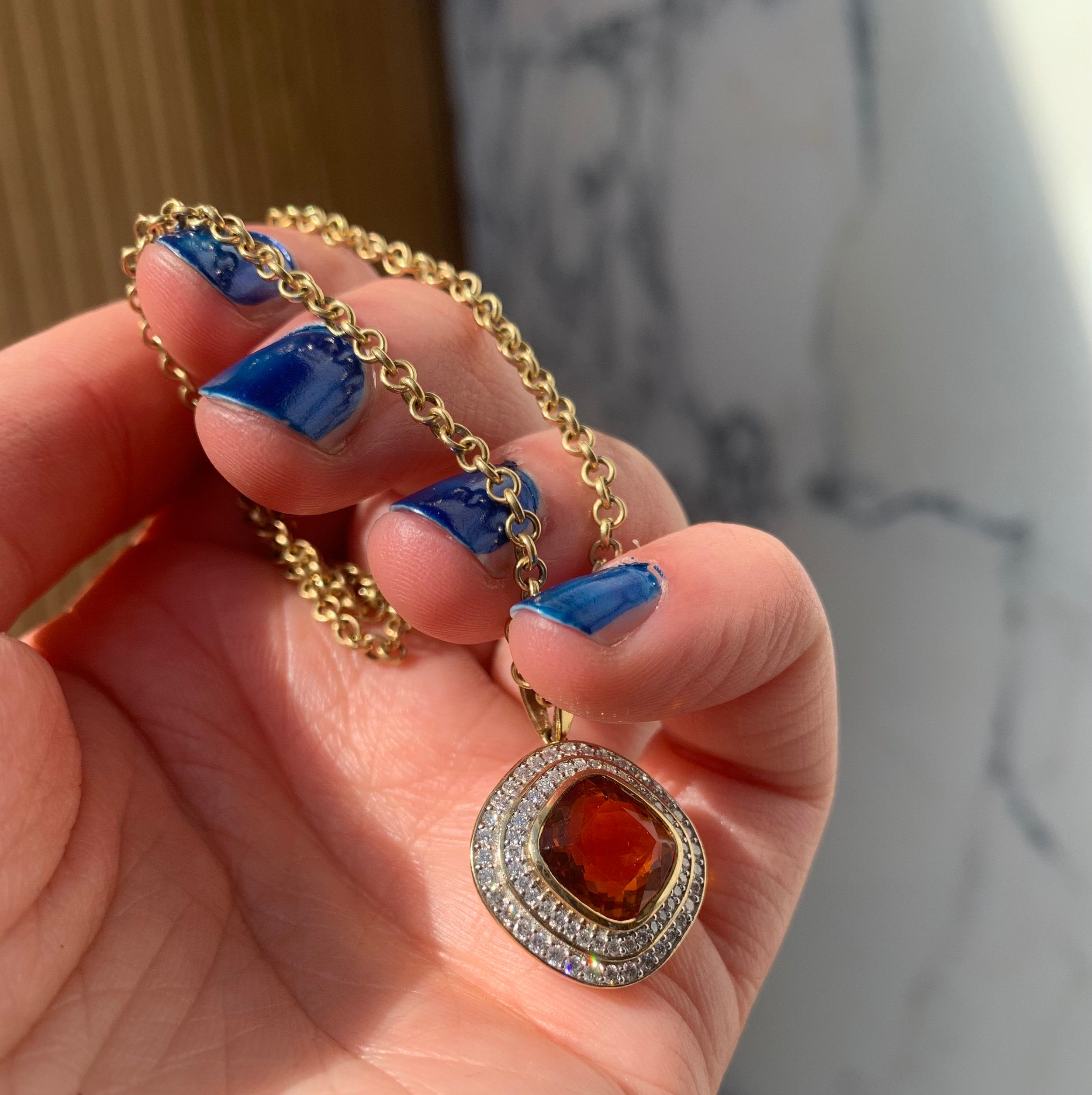 Orange citrine pendant