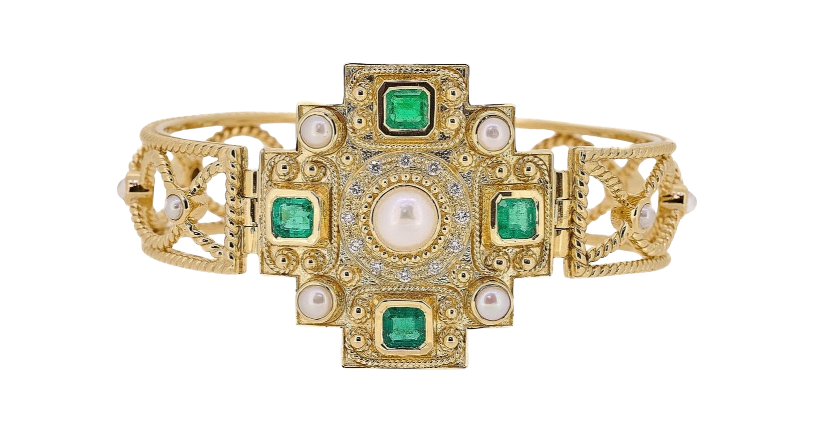 Madonna Emerald Cross Cuff