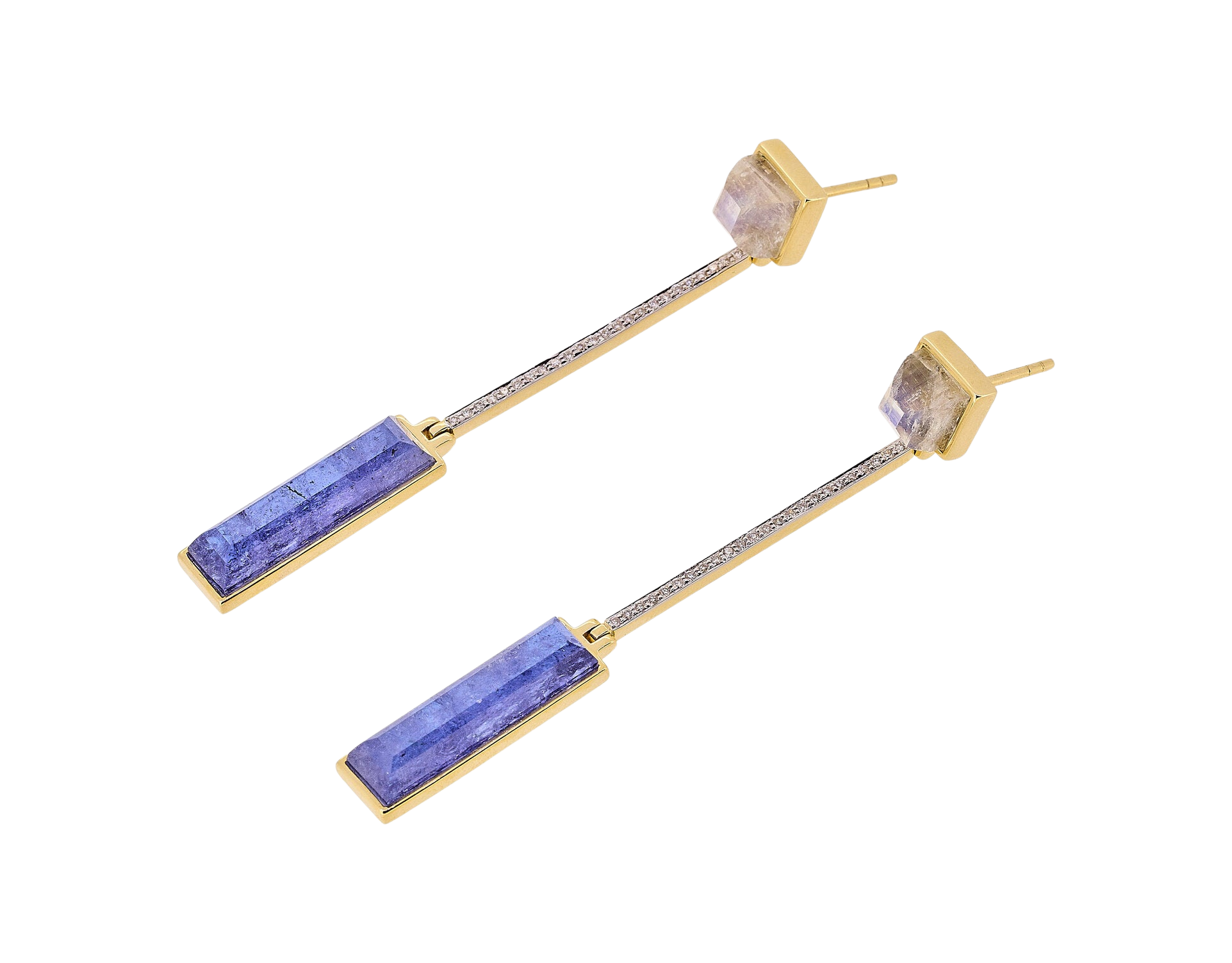 Tanzanite and Moonstone Bar Earrings