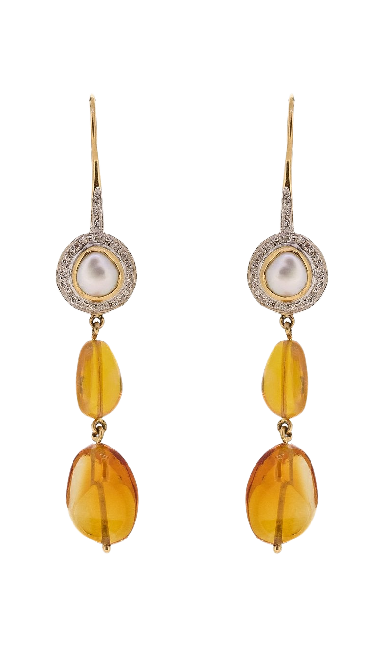 Opal, Pearl and Diamond Earrings