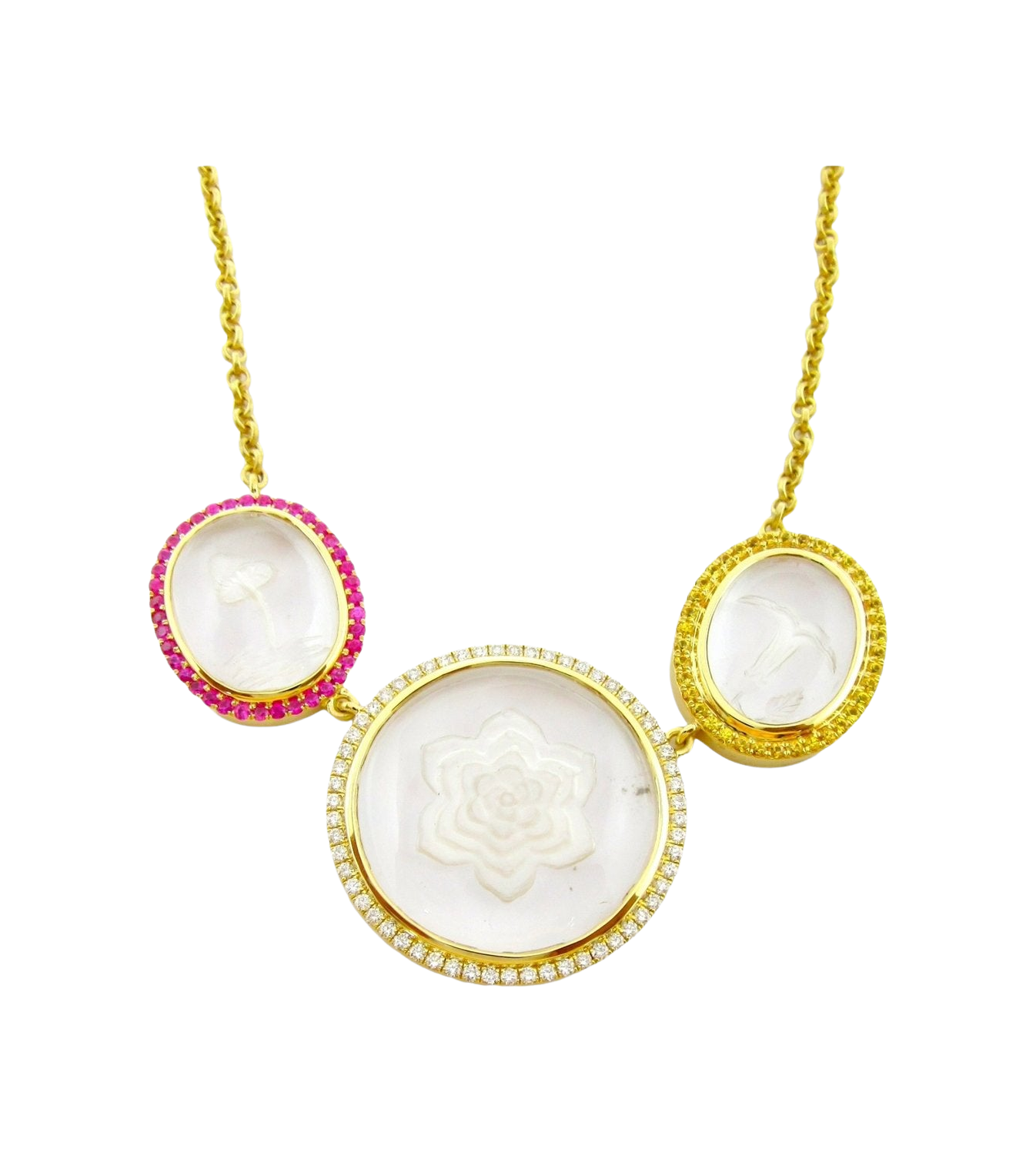 TRIPLE CARVED CRYSTAL NECKLACE