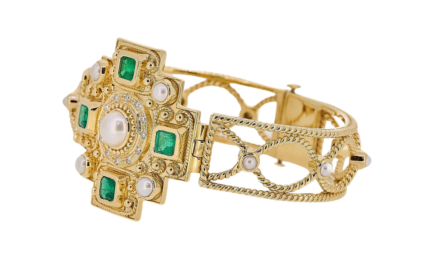 Madonna Emerald Cross Cuff