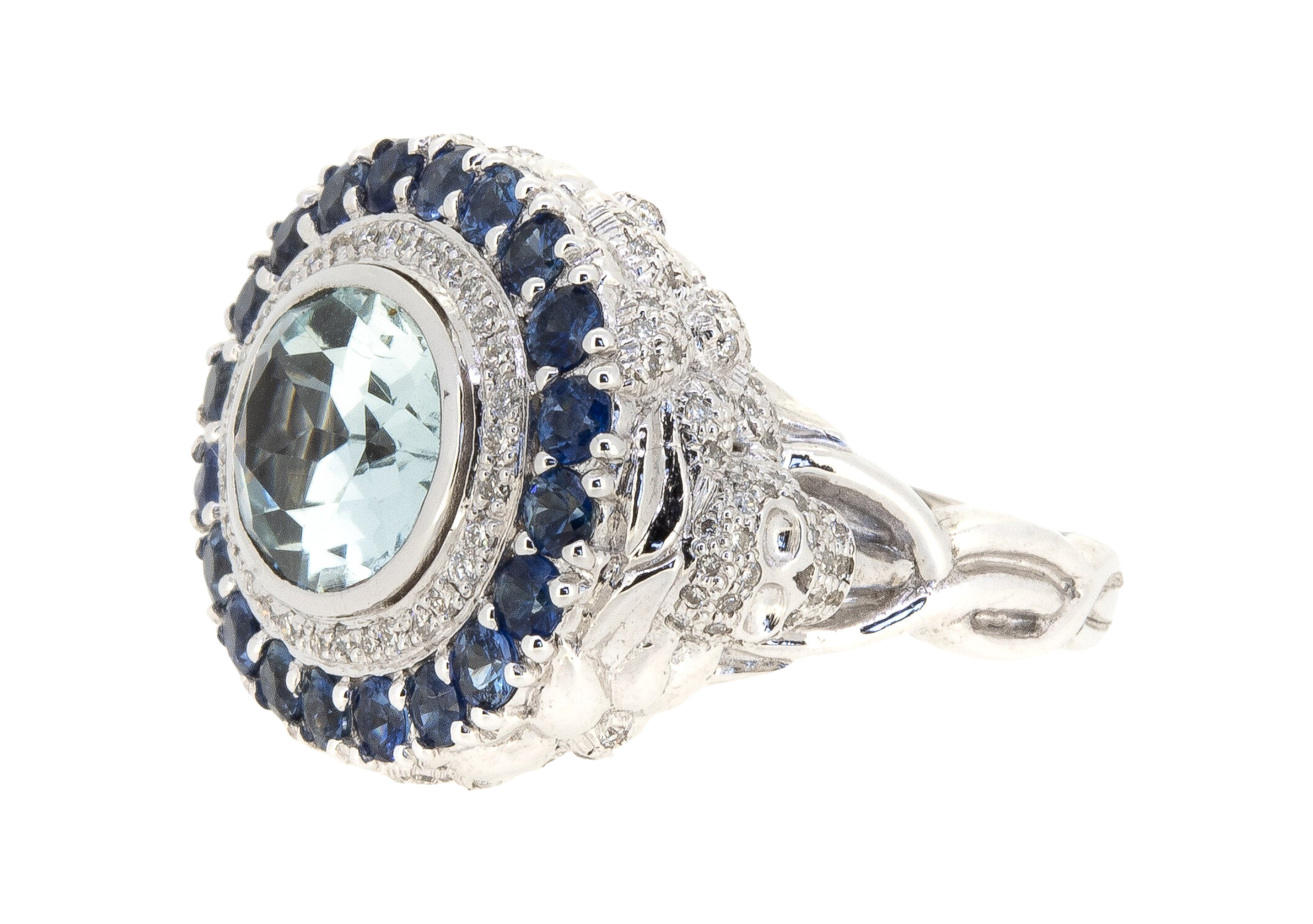 Aquamarine Skull Ring