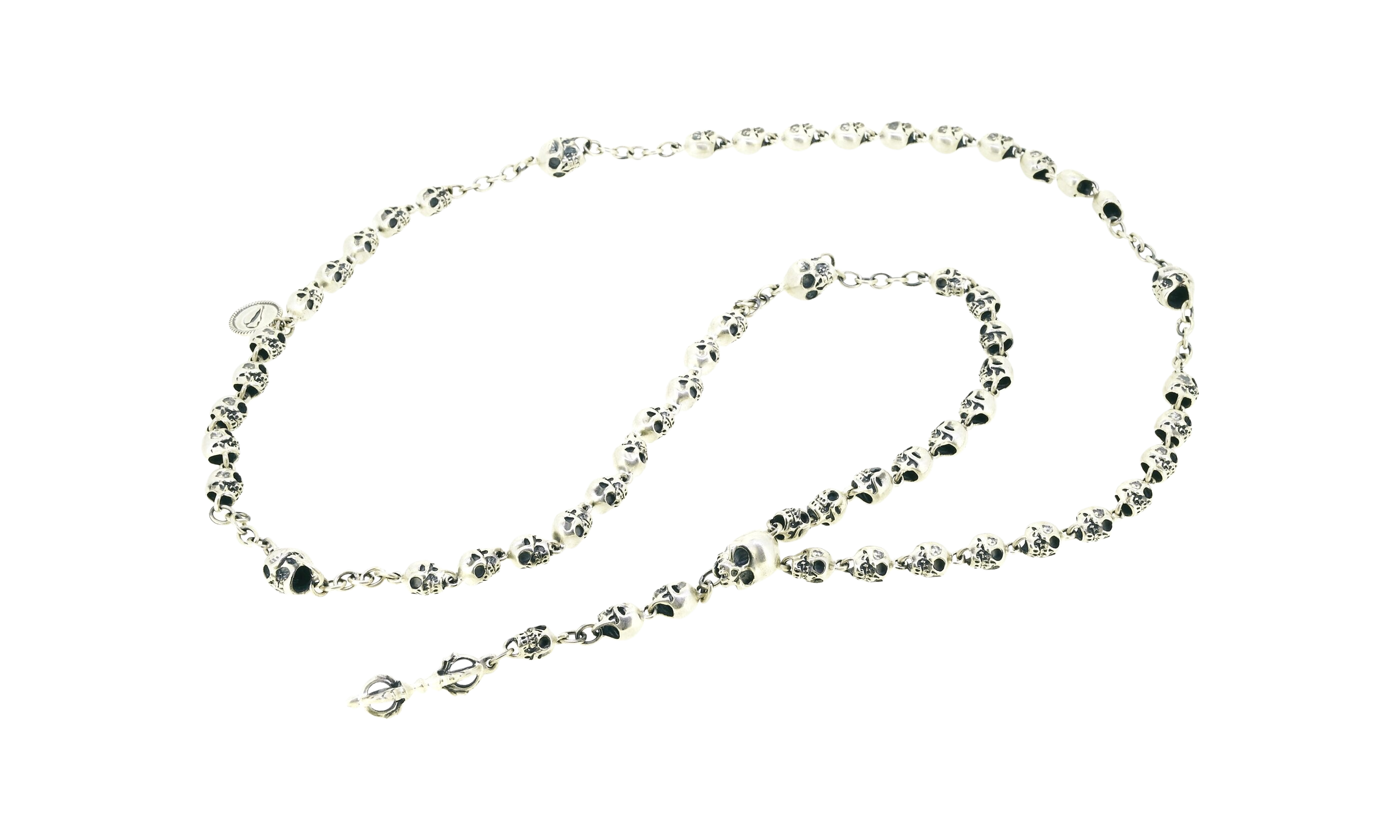 Large Skull Rosary Silver