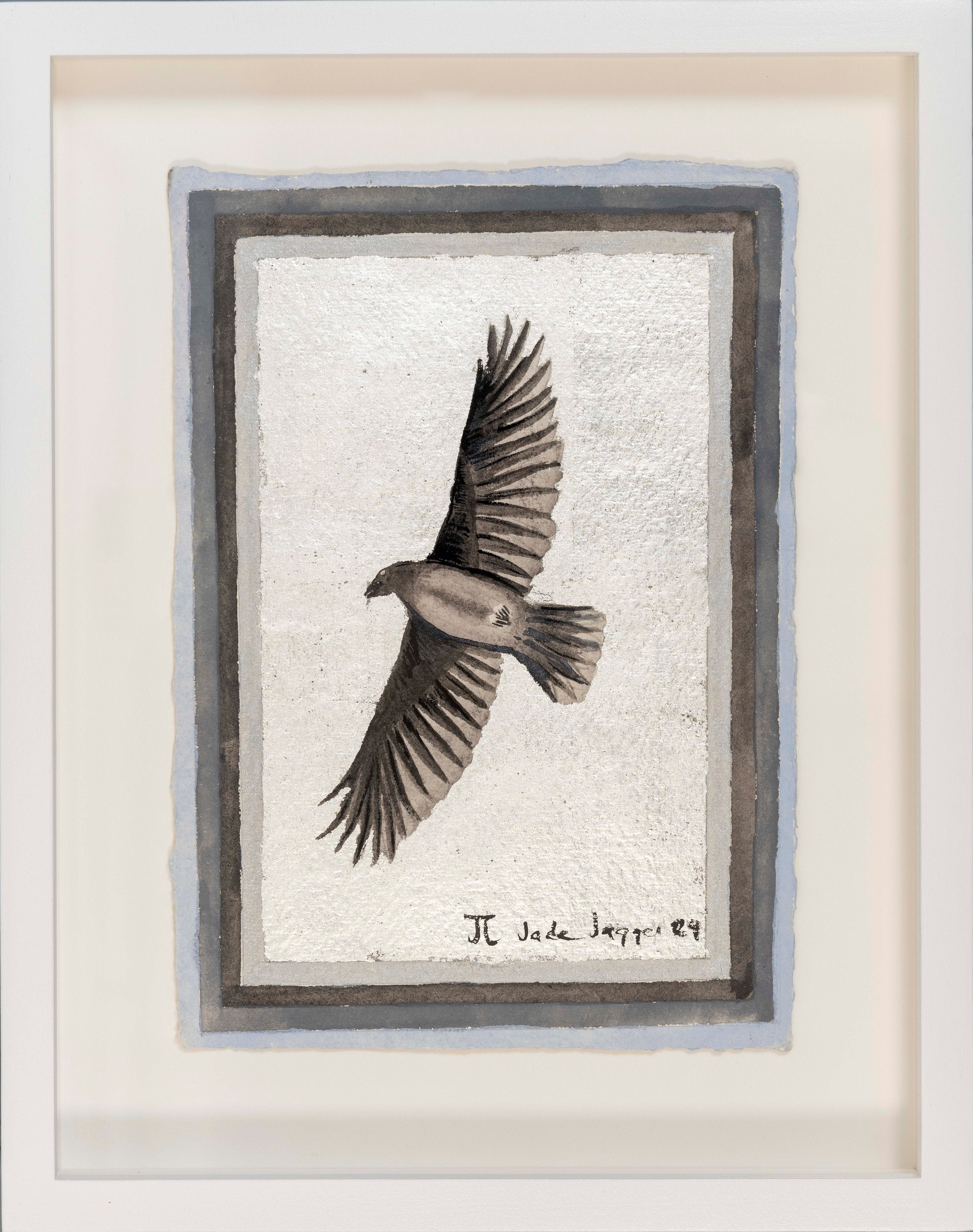 Crow with white gold leaf