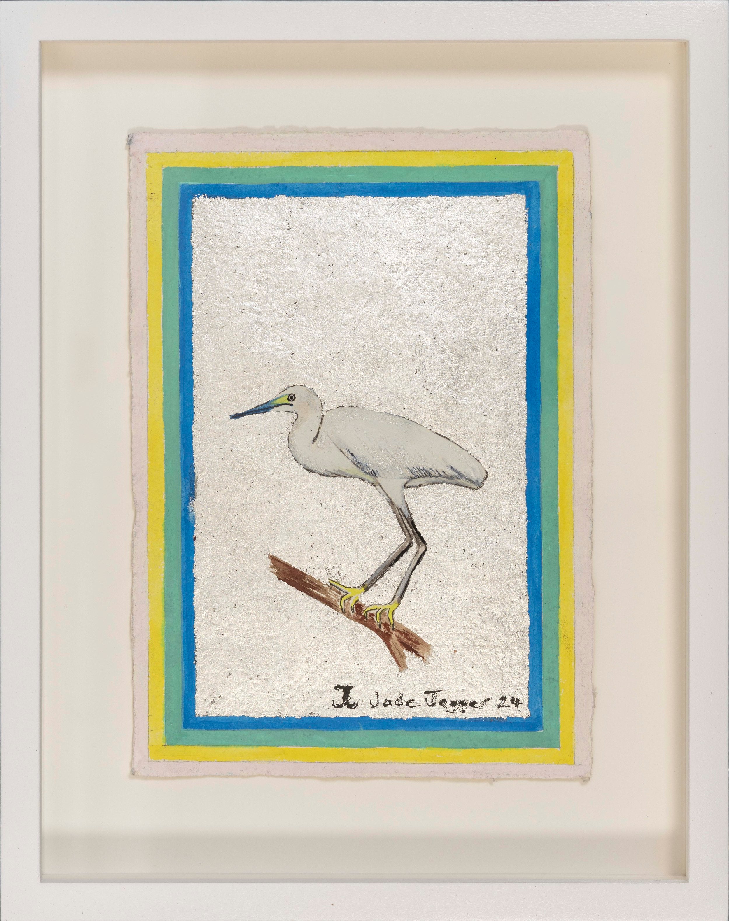 Egret with white gold leaf